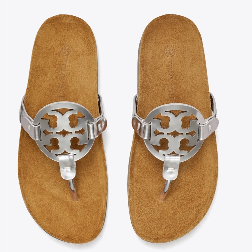 Tory burch miller  cloud mirror metallic leather NEW